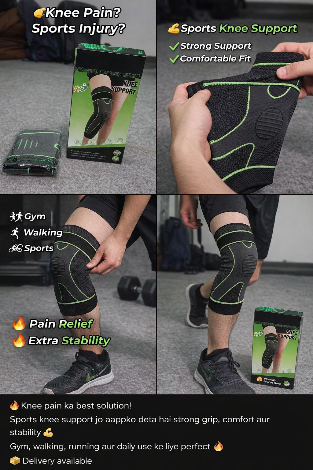 Sports Knee Support Brace – Compression Knee Sleeve with Side Support