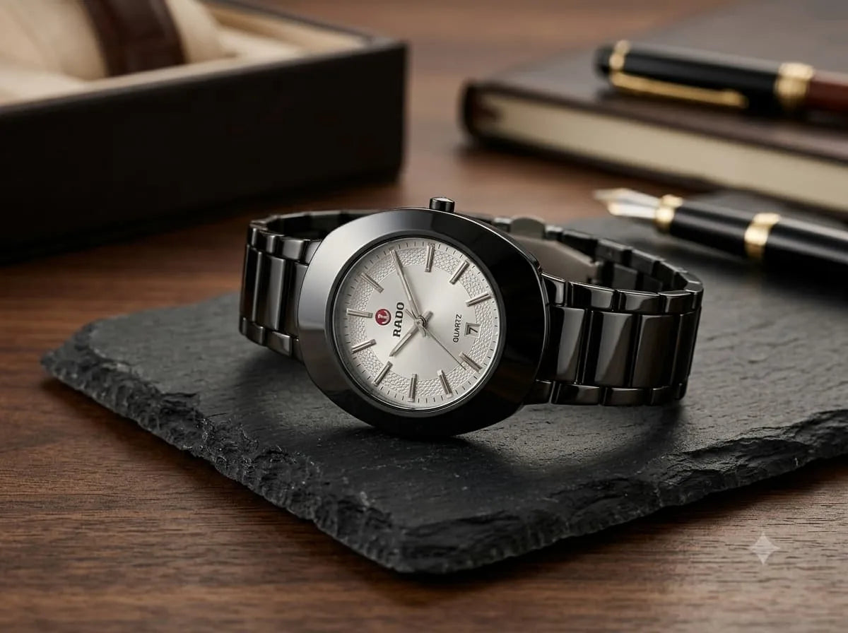 Black & Silver White Dial Watch – Metal Bracelet