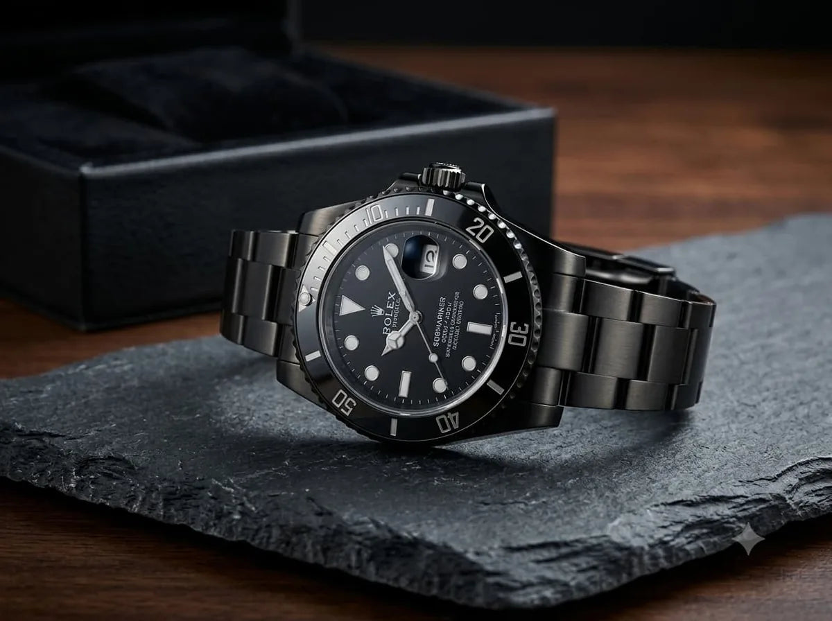 Black Diver-Style Watch – Metal Bracelet