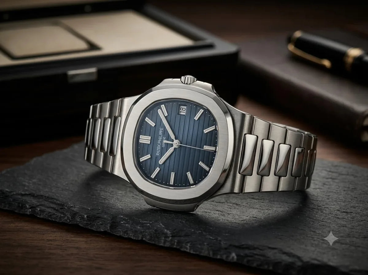 Blue Textured Dial Watch – Silver Integrated Bracelet