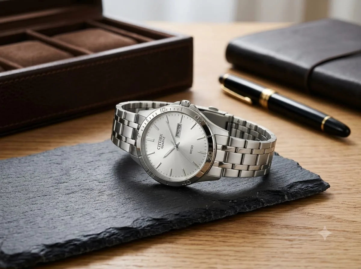 Classic Silver White Dial Watch – Metal Bracelet