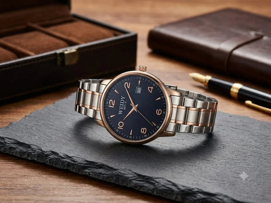 Navy & Rose Gold Watch – Two-Tone Bracelet