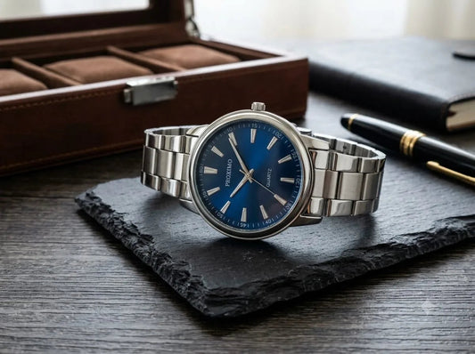 Royal Blue Dial Watch – Silver Metal Bracelet