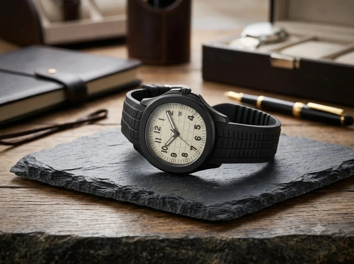 Sport Arabic Dial Watch – Rubber Strap, 4 Colors - Black & White