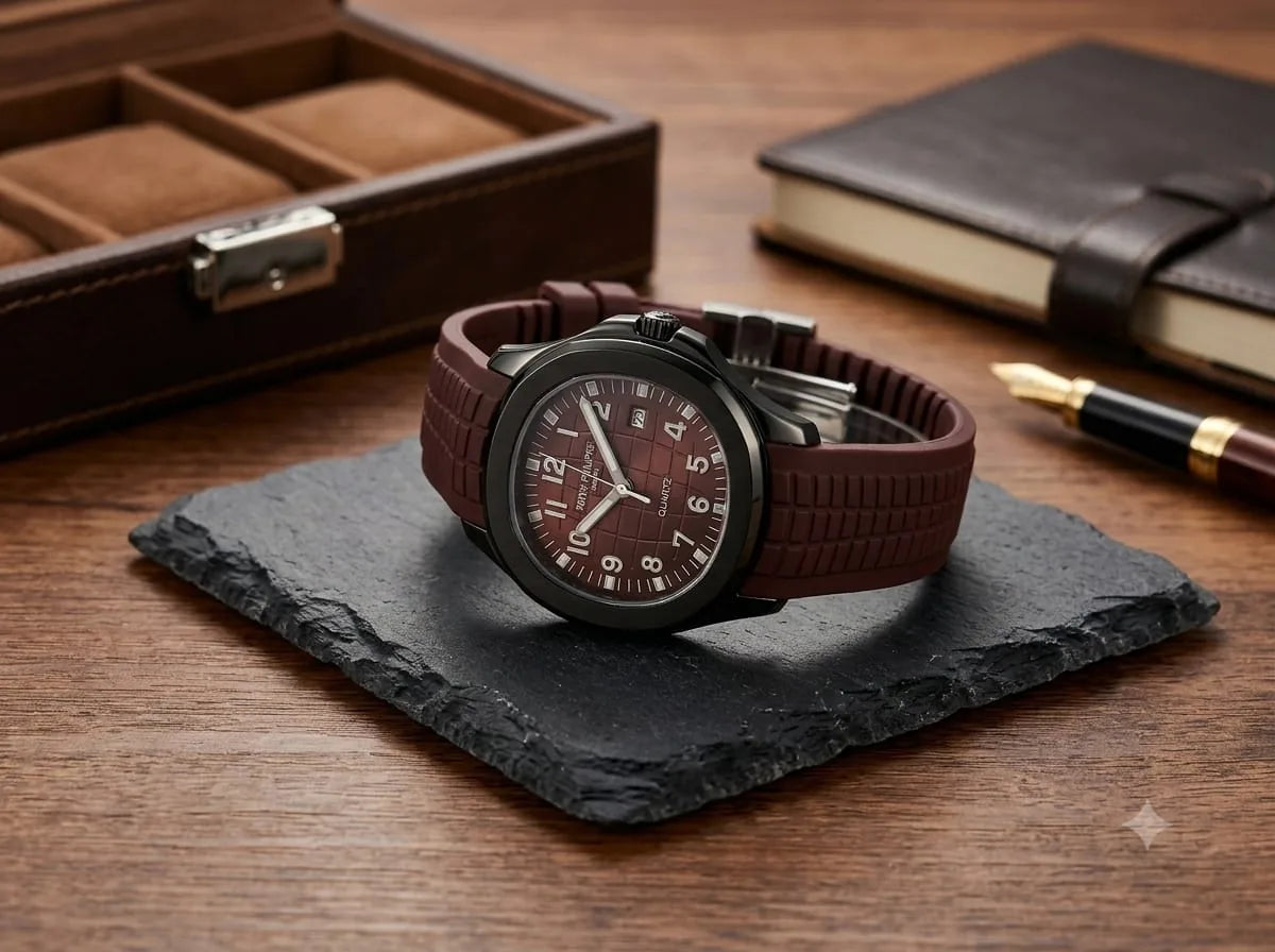 Sport Arabic Dial Watch – Rubber Strap, 4 Colors - Burgundy